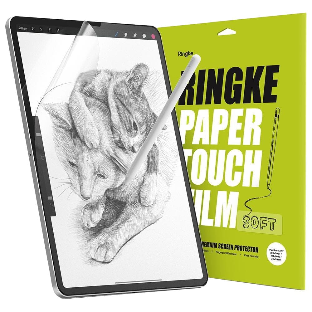 Качествено защитно покритие (подходящо за рисуване) за дисплея на iPad Pro 12.9 M1 (2021), iPad Pro 12.9 (2020), iPad Pro 12.9 (2018) (2 броя) - Ringke Paper Touch Film Screen Protector Hard