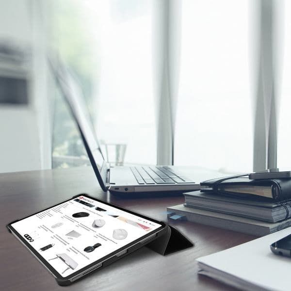 Полиуретанов калъф и поставка за iPad Pro 12.9 (2018), iPad Pro 12.9 (2020) - Macally Stand Case (черен)