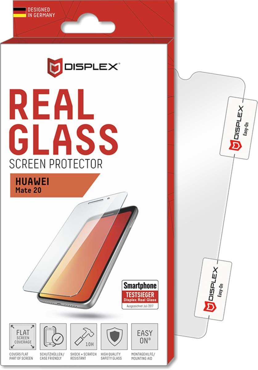 Калено стъклено защитно покритие за дисплея на Huawei Mate 20 - Displex Real Glass 10H Protector 2D (прозрачен)