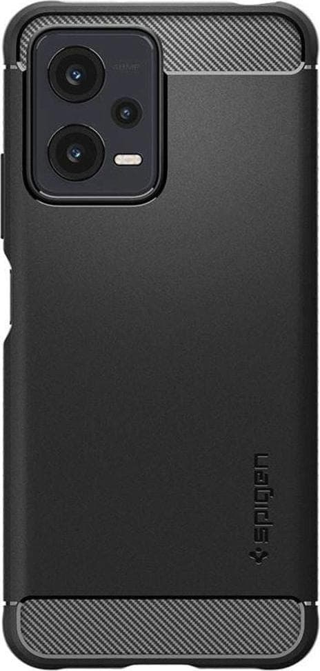 Тънък качествен силиконов (TPU) калъф за Xiaomi Redmi Note 12 5G, Xiaomi Poco X5 5G - Spigen Rugged Armor Case (черен)