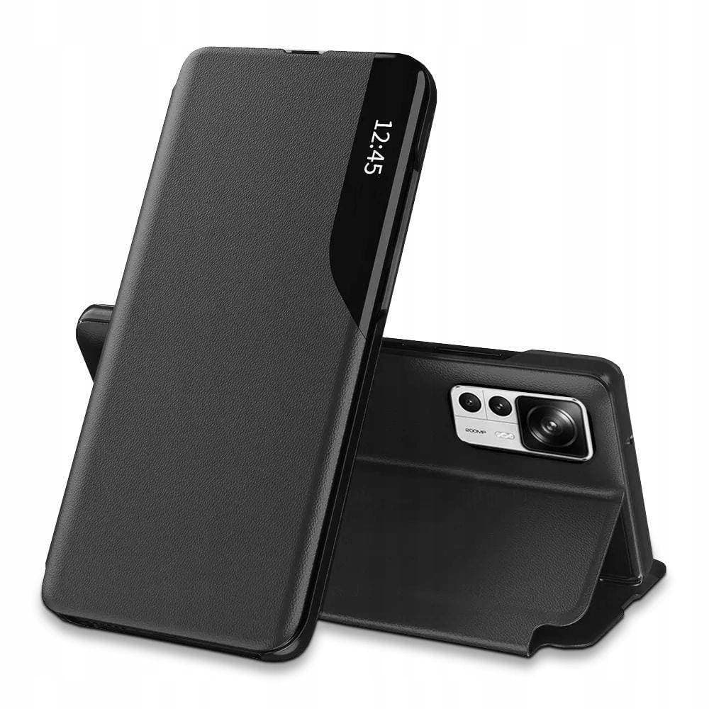 Кожен калъф, тип портфейл за Xiaomi 12T, Xiaomi 12T Pro - Tech-Protect Smart View Leather Flip Case (черен)