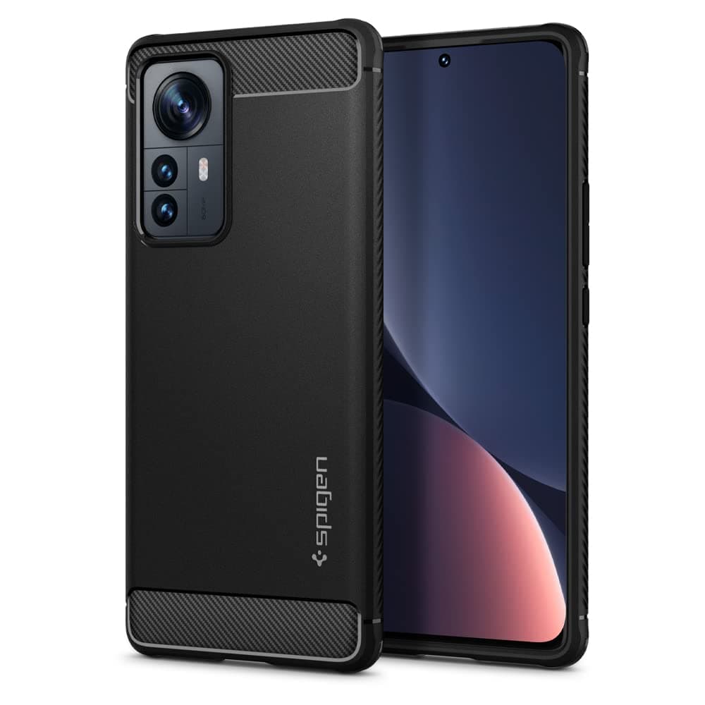 Тънък качествен силиконов (TPU) калъф за Xiaomi 12 Pro - Spigen Rugged Armor Case (черен)