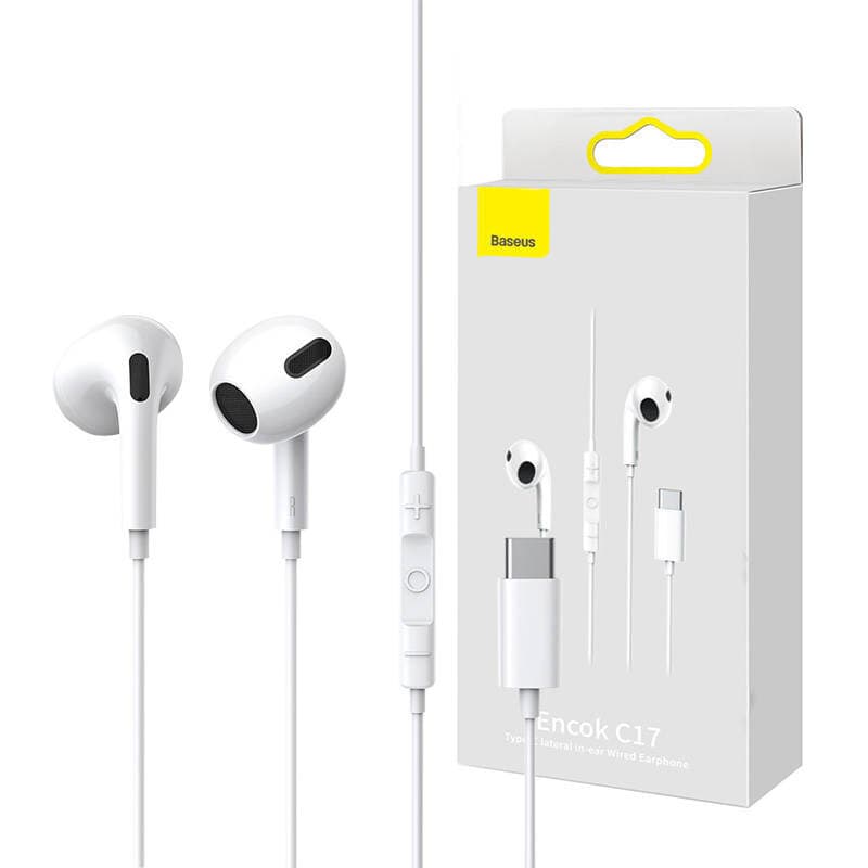 Слушалки Baseus Encok C17 (NGW2-03), микрофон, USB-C, бели