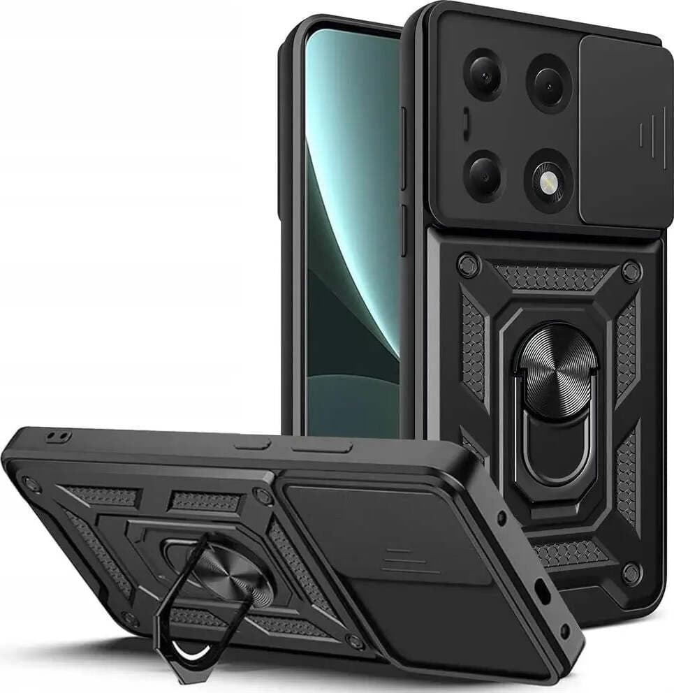 Хибриден удароустойчив кейс с пръстен против изпускане за Xiaomi Redmi Note 13 Pro 5G, Xiaomi Poco X6 5G - Tech-Protect CamShield Pro Hard Case (черен)