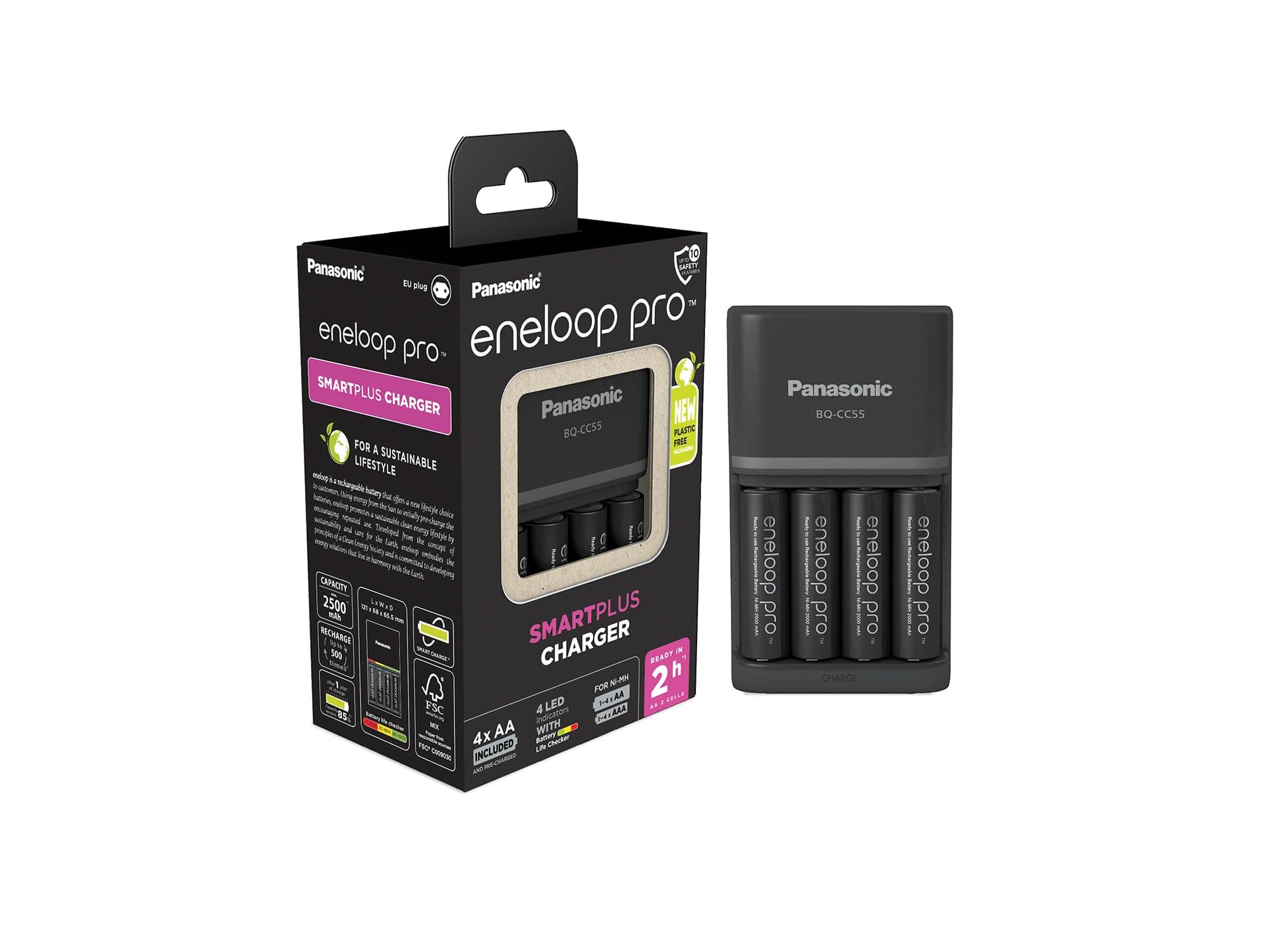 ЗАРЯДНО УСТРОЙСТВО SMART QUICK CHARG 4AA UP TO 2500 BQ-CC55 ENELOOP