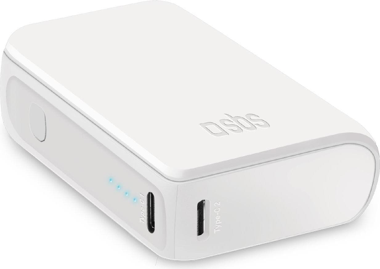 POWER BANK 10 000mAh,2xUSB-C,1xUSB A,10W, SBS - БЯЛ