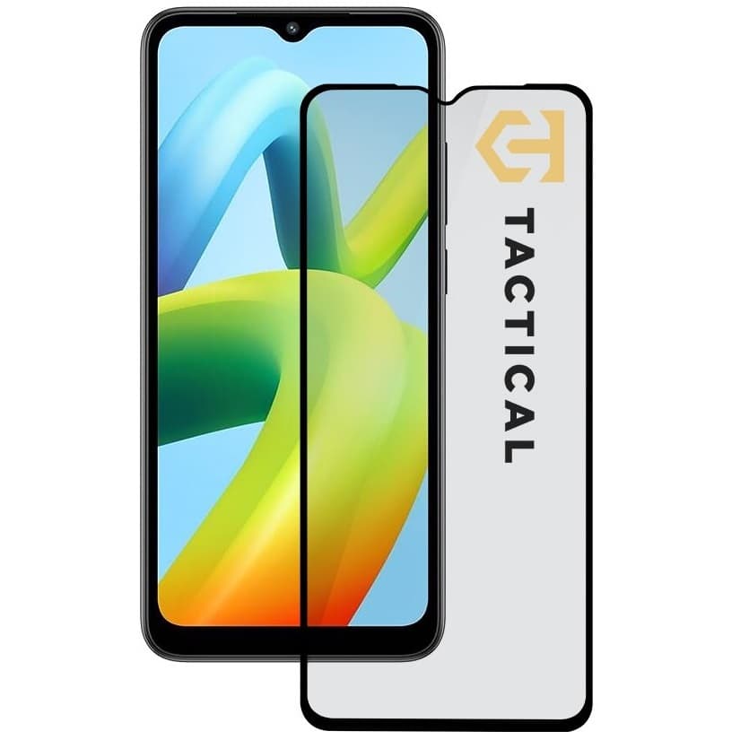 Стъклено защитно покритие за целия дисплей на Xiaomi Redmi A1 (2022) - Tactical Glass Shield 5D (черен-прозрачен)