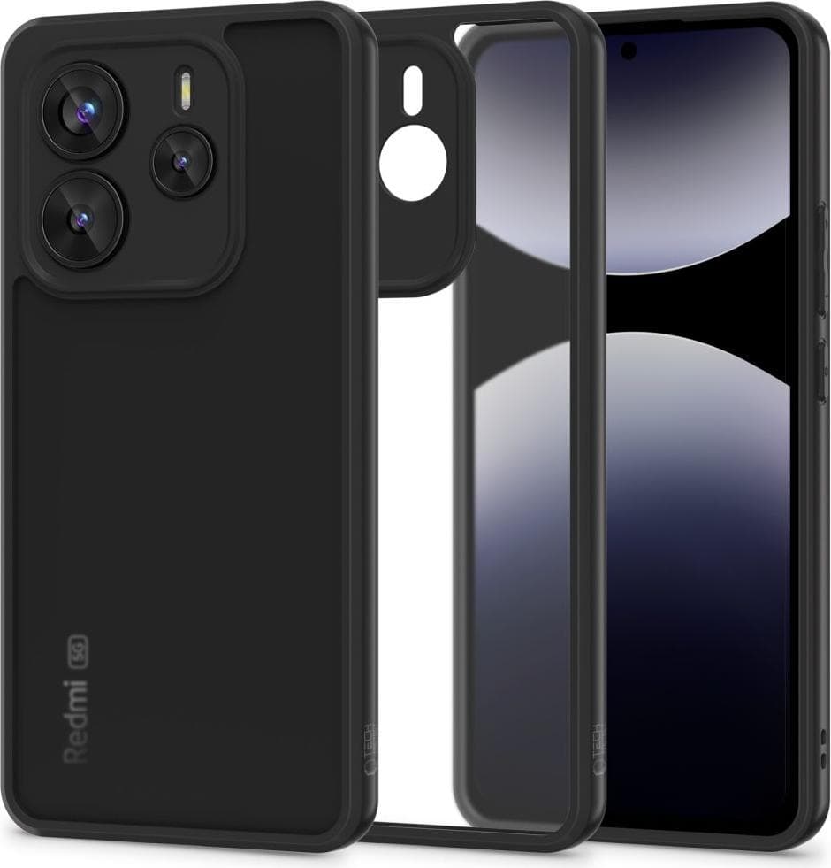Хибриден удароустойчив кейс за Xiaomi Redmi Note 14 5G - Tech-Protect MagMat Hybrid Case (черен-прозрачен)