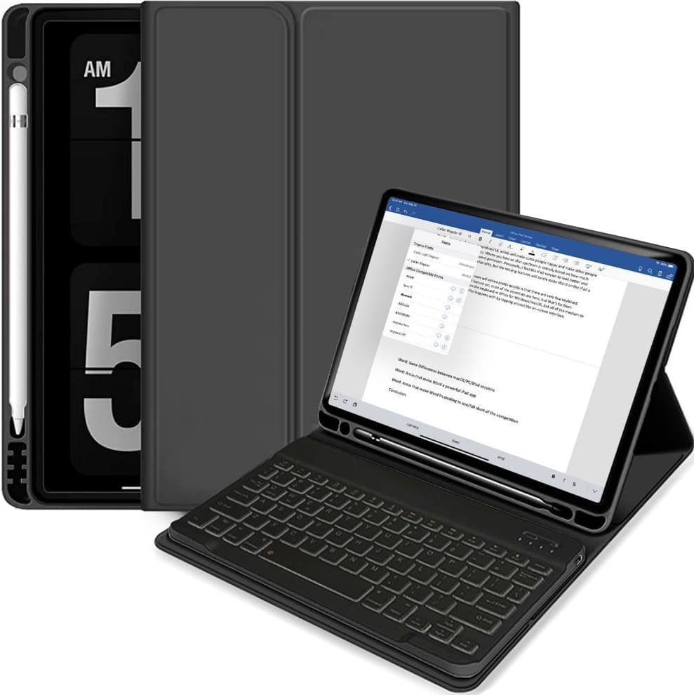 Кожен калъф и безжична блутут клавиатура за iPad Air 5 (2022), iPad Air 4 (2020) - Tech-Protect SC Pen Case and Bluetooth Keyboard (черен)