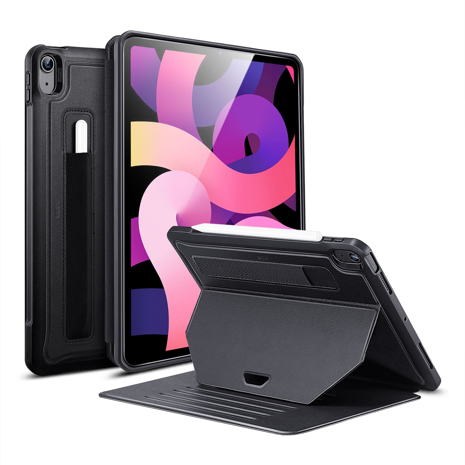 Хибриден удароустойчив кейс с поставка за iPad Air 5 (2022), iPad Air 4 (2020) - ESR Sentry Stand Case (черен)