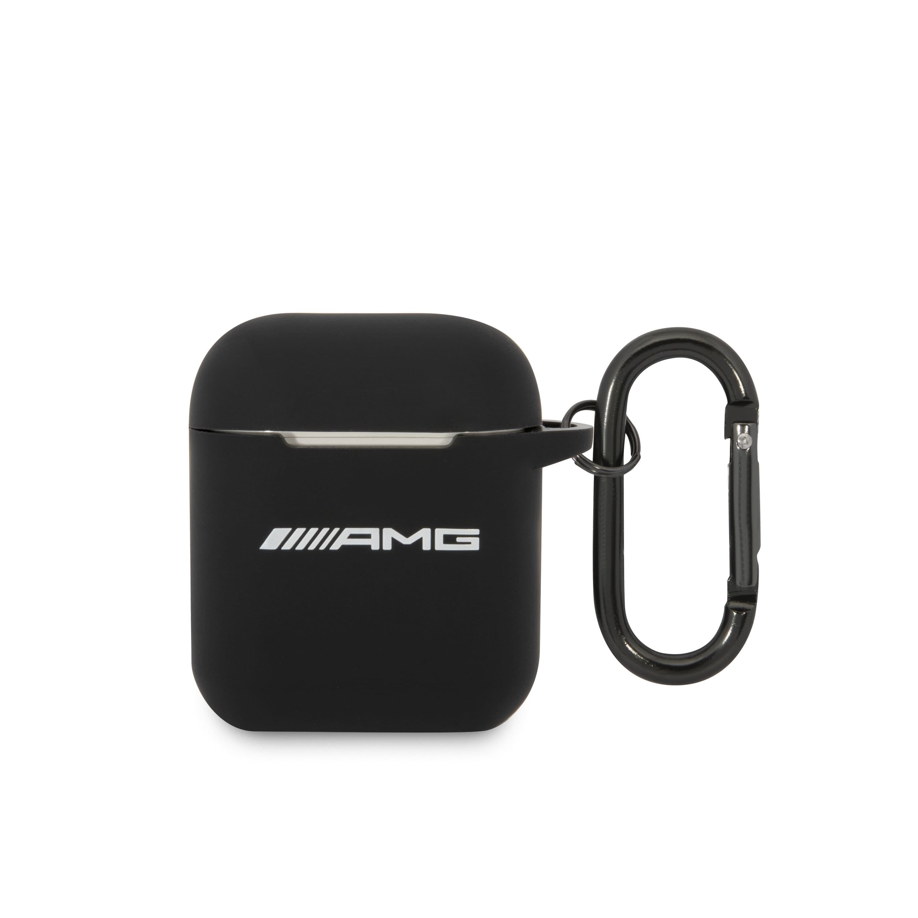 Силиконов калъф с карабинер за Apple AirPods и Apple AirPods 2 - AMG AirPods Silicone Case (черен)