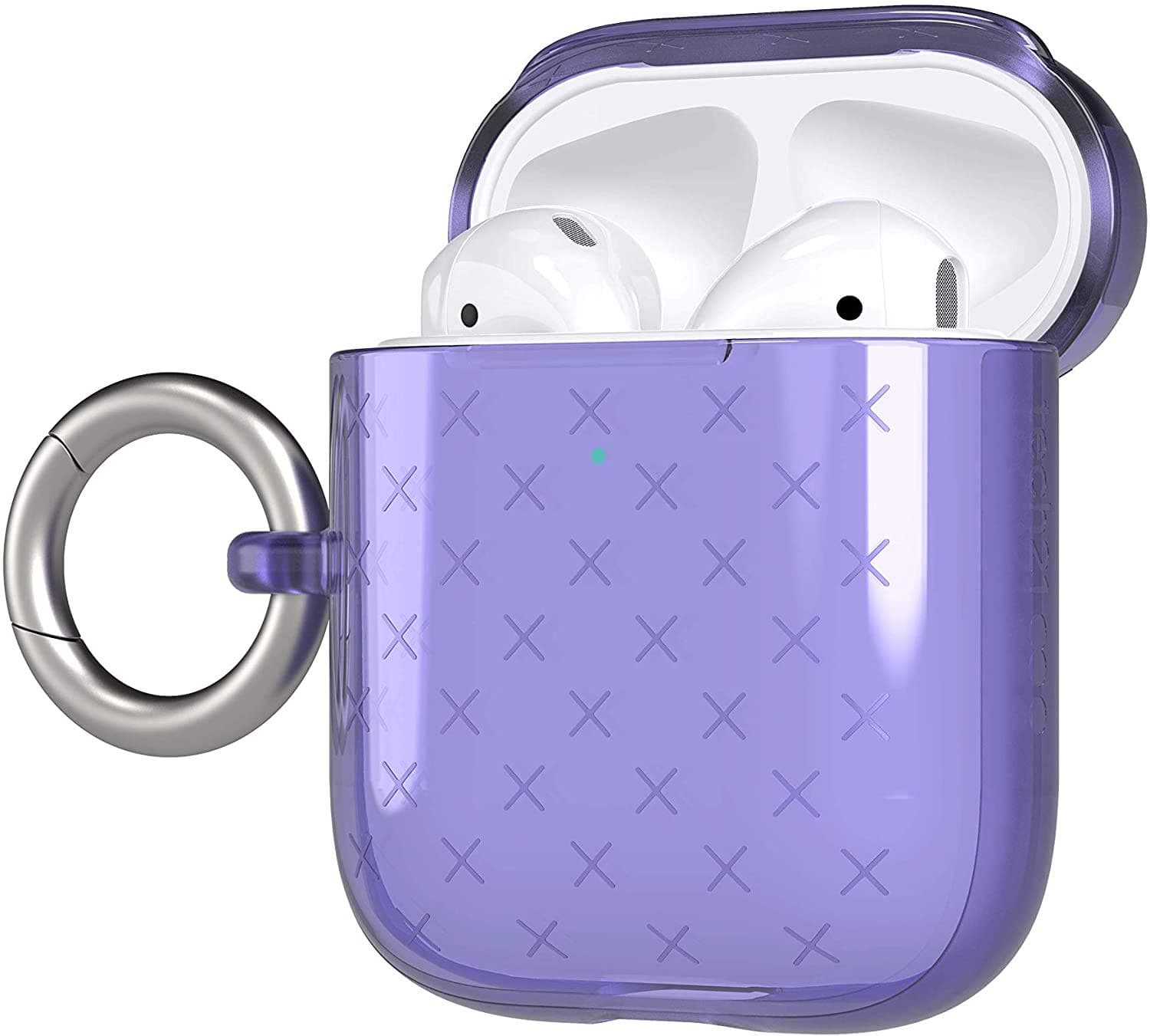 Силиконов (TPU) калъф с карабинер за Apple Airpods и Apple Airpods 2 (светлолилав) - Tech21 Airpods Evo Check TPU Case