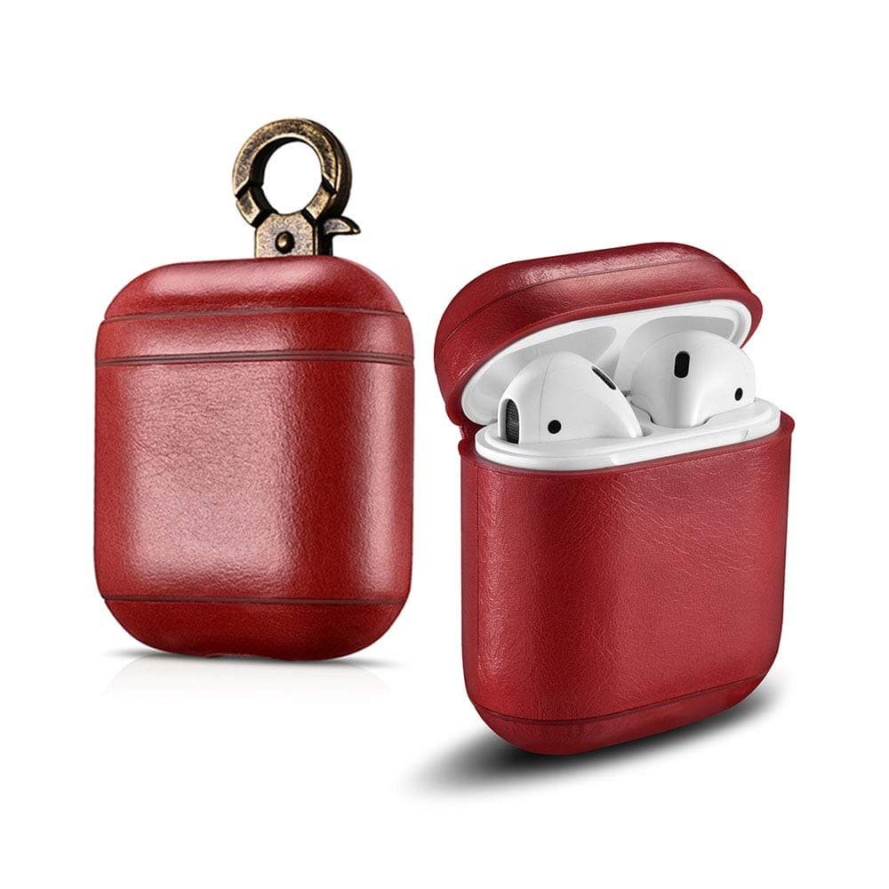 Кожен кейс (естествена кожа) за Apple Airpods - Prodigee Leather case Jack (червен)