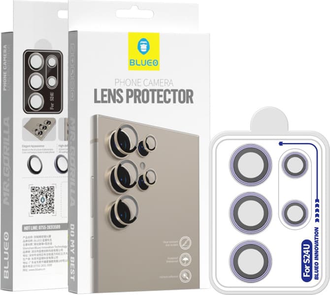 Предпазни стъклени лещи за камерата на Samsung Galaxy S24 Ultra (лилав) - Blueo Camera Lens Protector