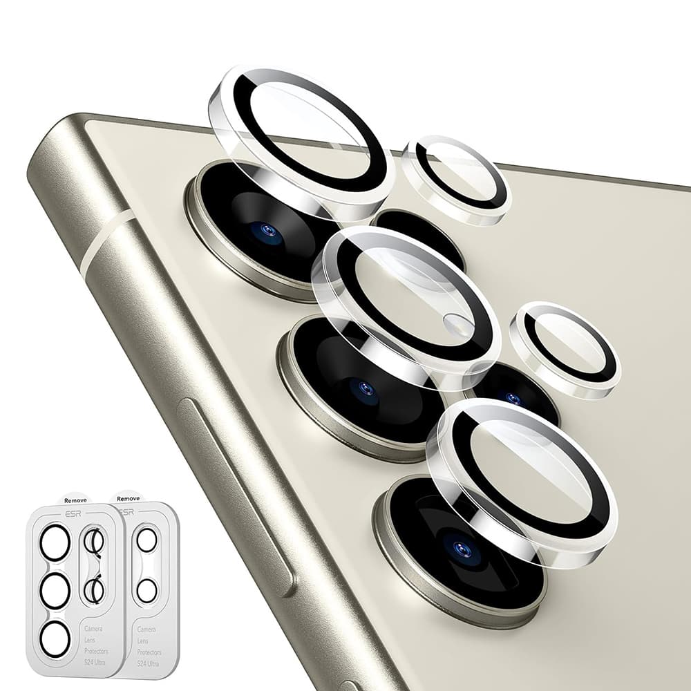 2 комплекта предпазни стъклени лещи за камерата на Samsung Galaxy S24 Ultra (прозрачен) - ESR Tempered Glass Camera Lens Protector 2 Pack