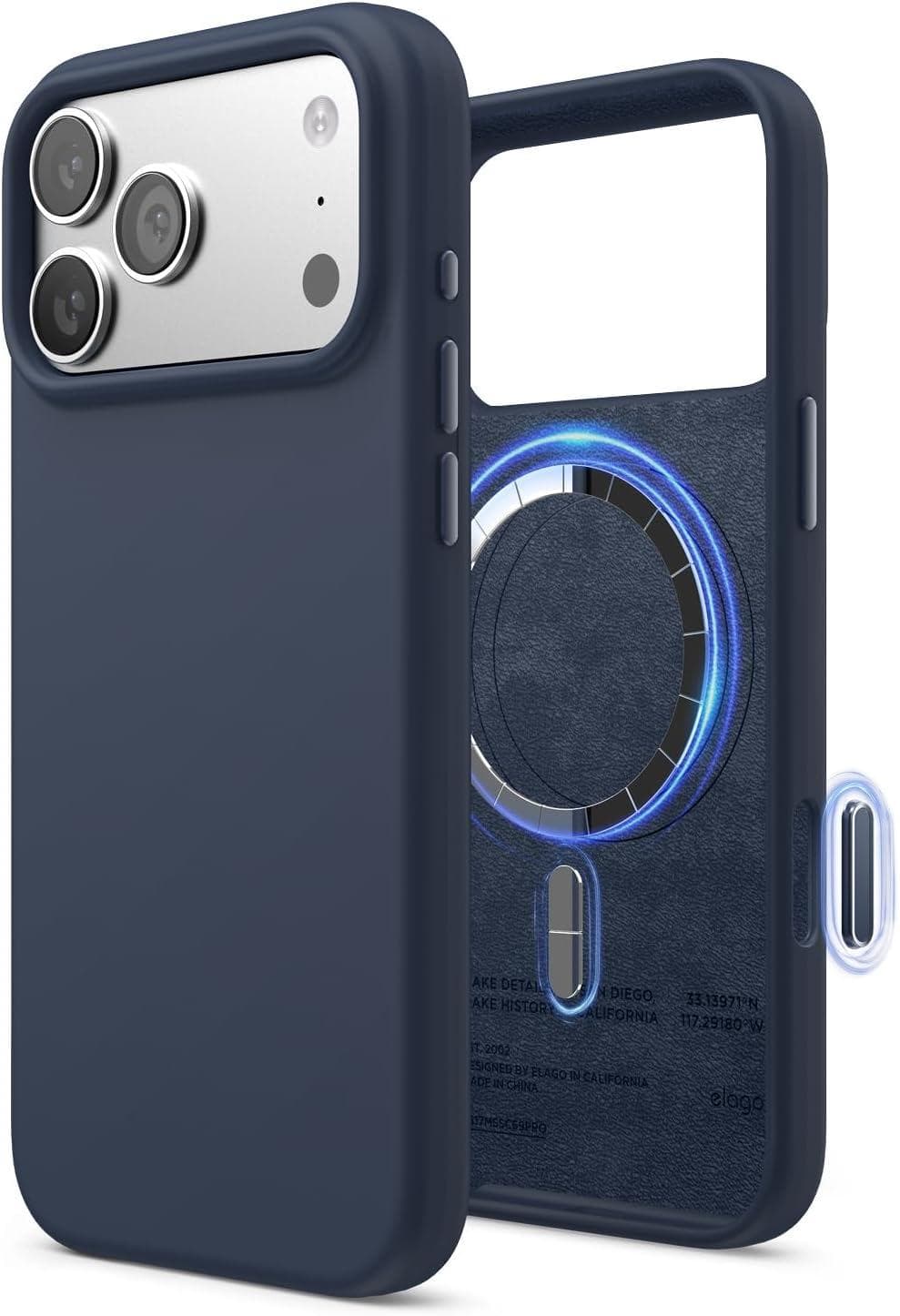 Силиконов (TPU) калъф с MagSafe за iPhone 17 Pro Max - Elago Magnetic Soft Silicone Case (тъмносин)