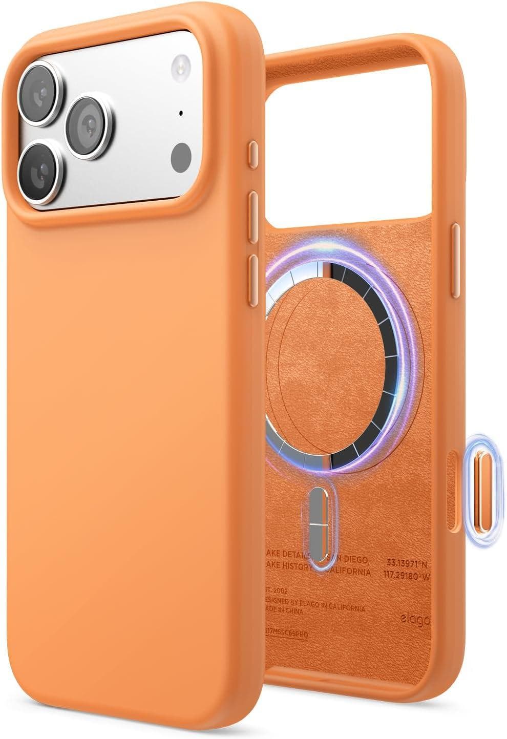 Силиконов (TPU) калъф с MagSafe за iPhone 17 Pro Max - Elago Magnetic Soft Silicone Case (оранжев)