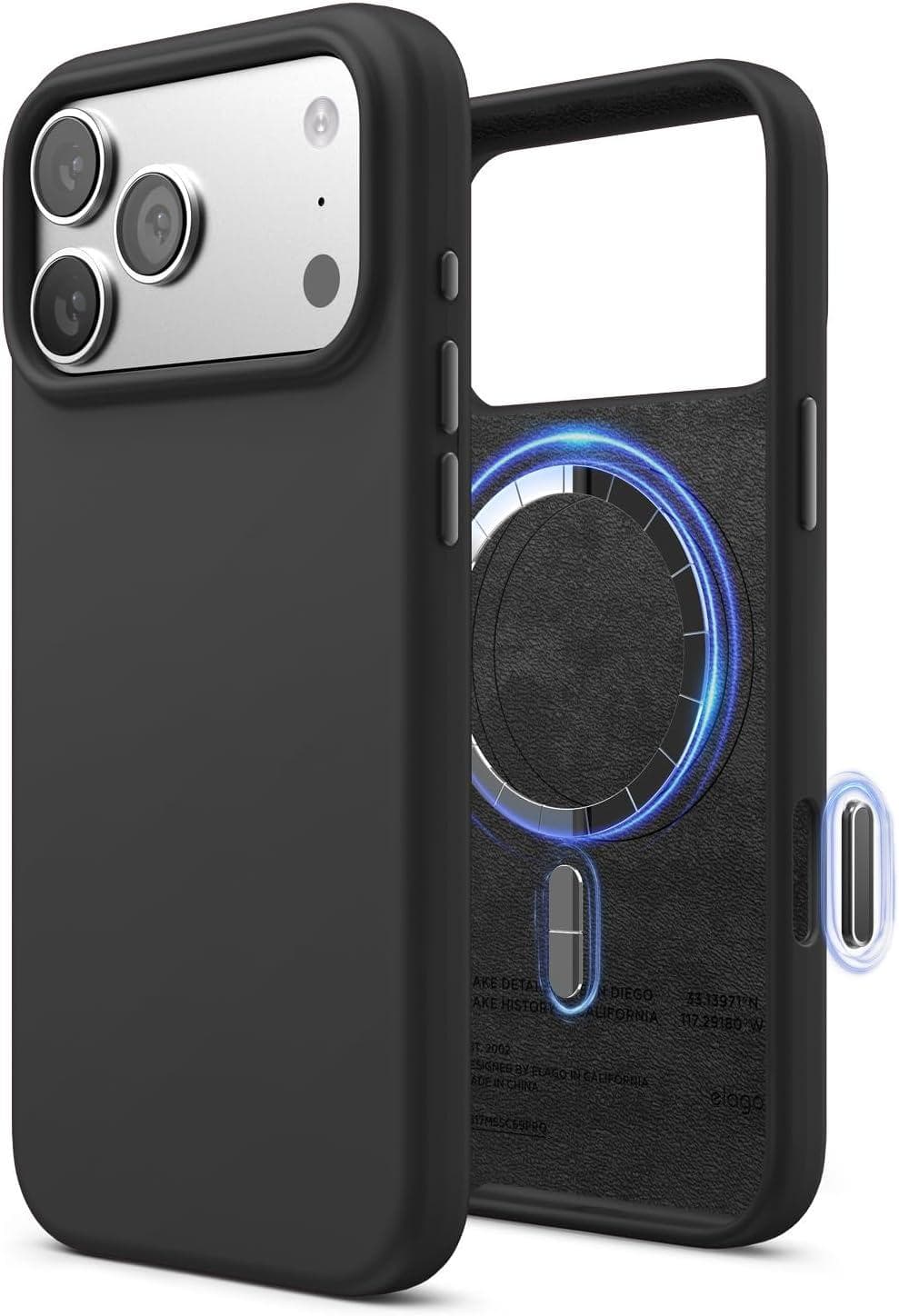 Силиконов (TPU) калъф с MagSafe за iPhone 17 Pro Max - Elago Magnetic Soft Silicone Case (черен)