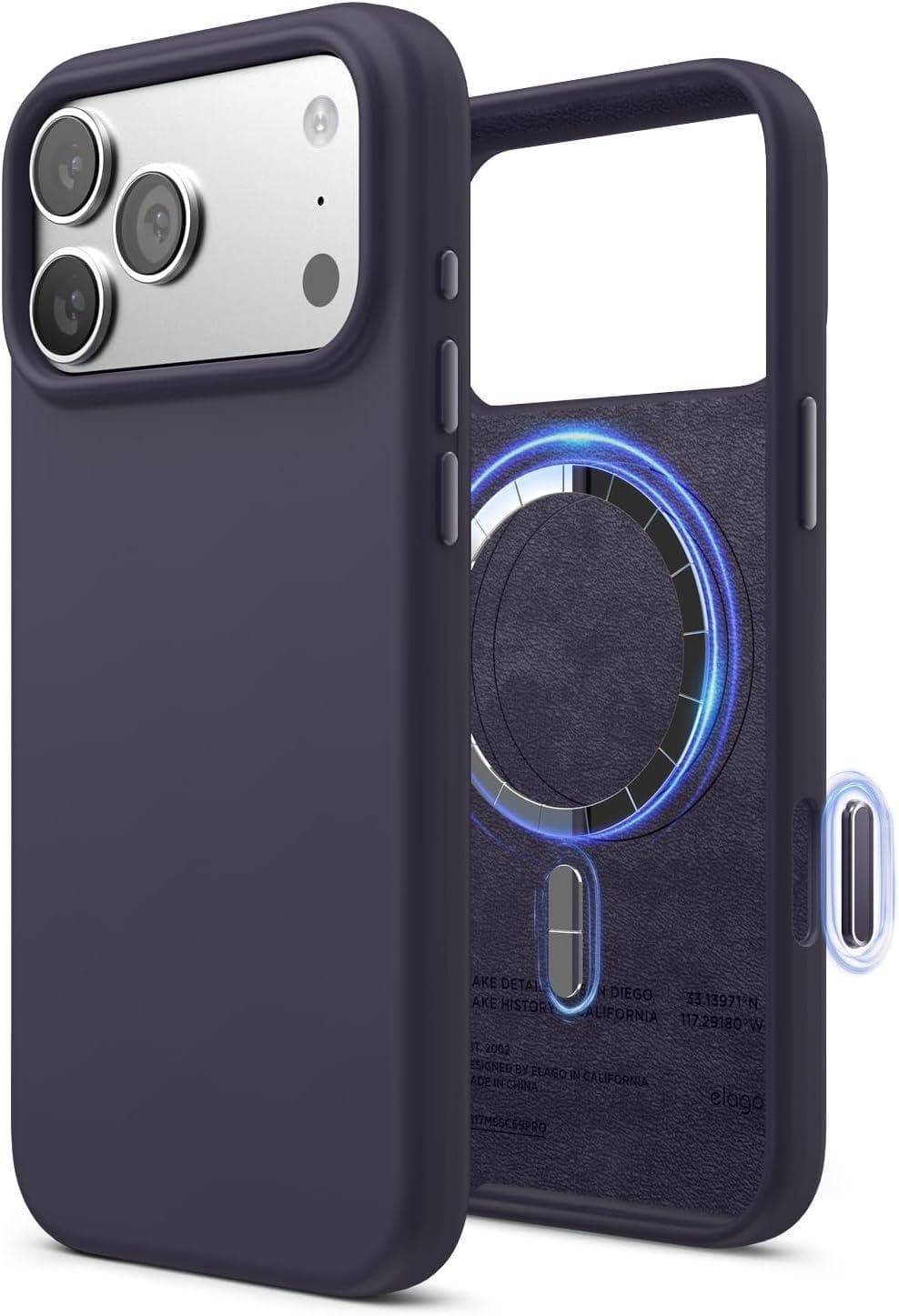 Силиконов (TPU) калъф с MagSafe за iPhone 17 Pro Max - Elago Magnetic Soft Silicone Case (тъмнолилав)