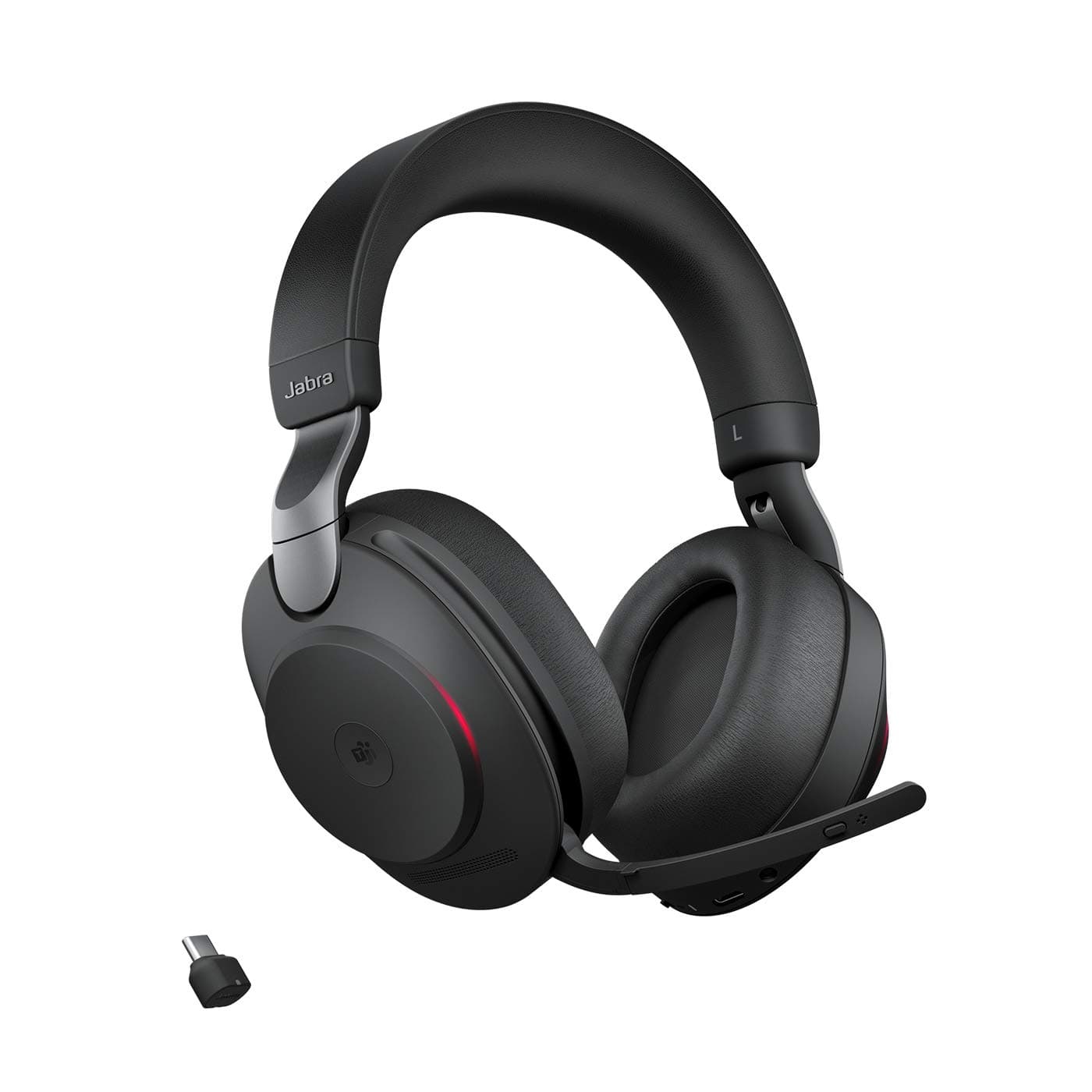 Слушалки Jabra Evolve2 85, Bluetooth, микрофон, 40mm драйвери, 6 цифрови MEMS микрофона, ANC шумопотискане, до 37 часа време на работа, 3.5mm жак, черни