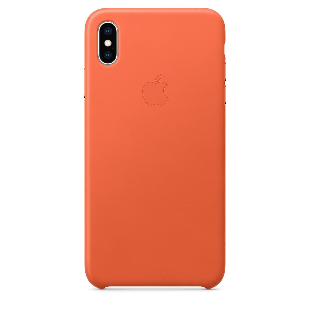 Оригинален кожен кейс (естествена кожа) за iPhone XS Max - Apple iPhone Leather Case (оранжев)