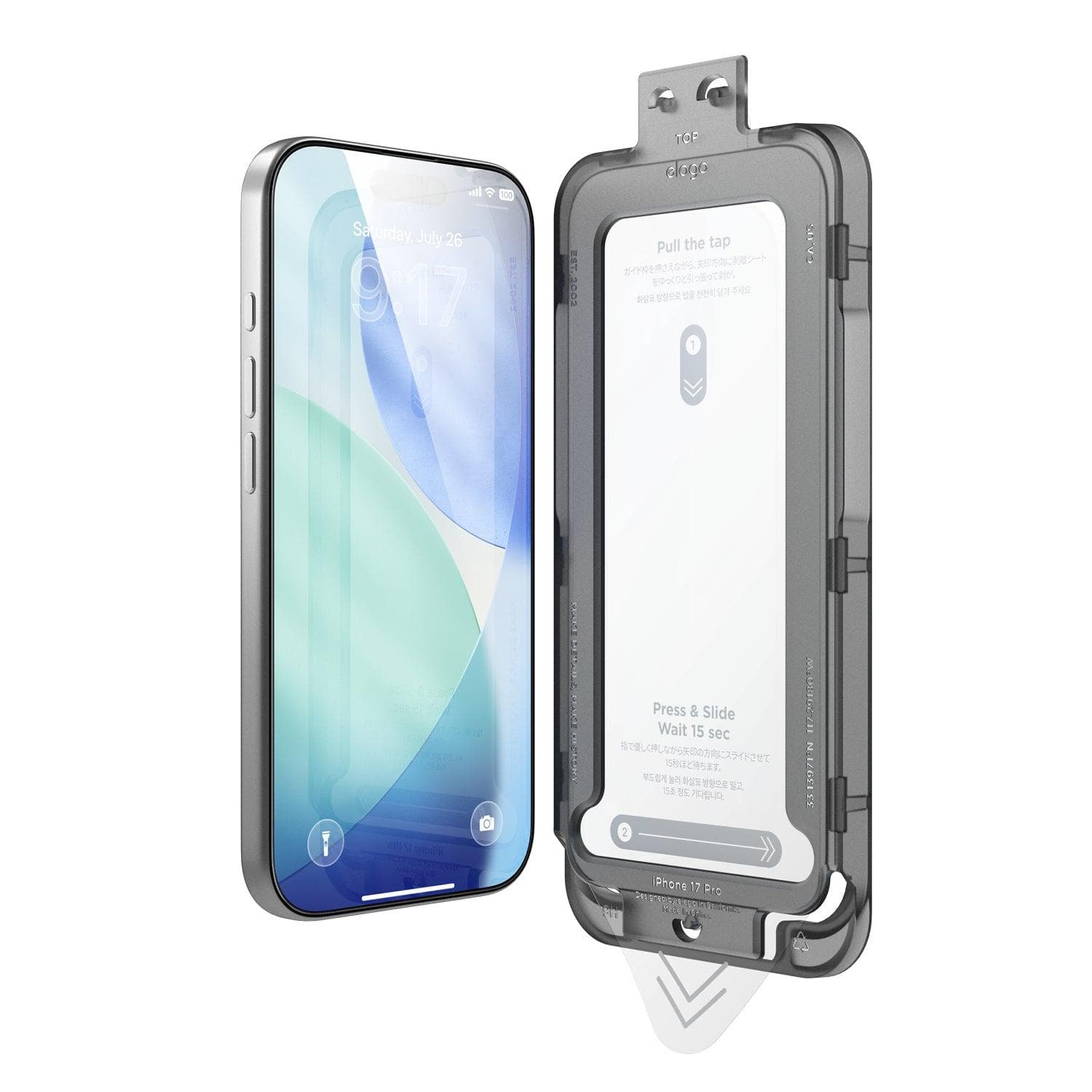 Калено стъклено защитно покритие за дисплея на iPhone 17 Pro - Elago Tempered Glass Protector 1 Pack (черен-прозрачен)