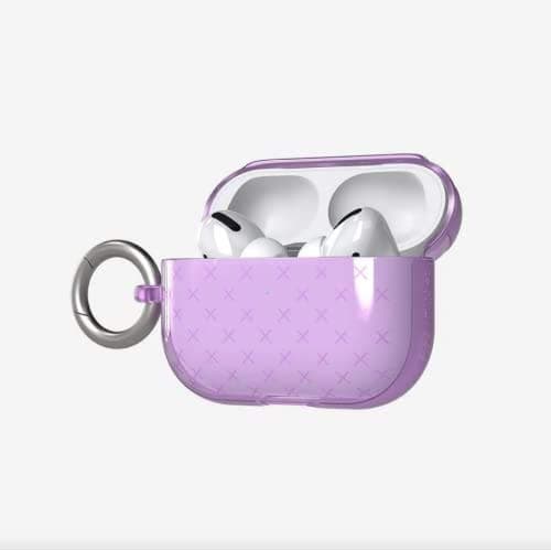 Силиконов (TPU) калъф с карабинер за Apple Airpods Pro (светлолилав) - Tech21 Airpods Pro Evo Check TPU Case