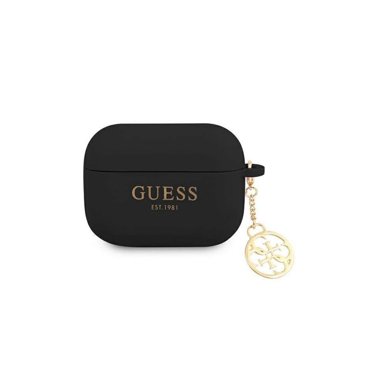 Силиконов калъф с висулка за Apple AirPods Pro - Guess AirPods Pro 4G Charms Silicone Case (черен)