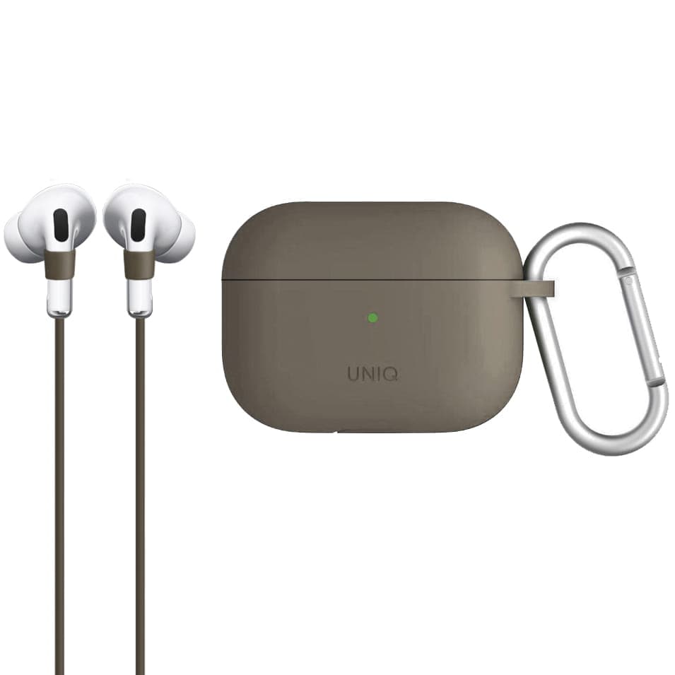 Силиконов (TPU) калъф и силиконово въженце за Apple AirPods Pro - Uniq Vencer Silicone Hang Case (бежов)