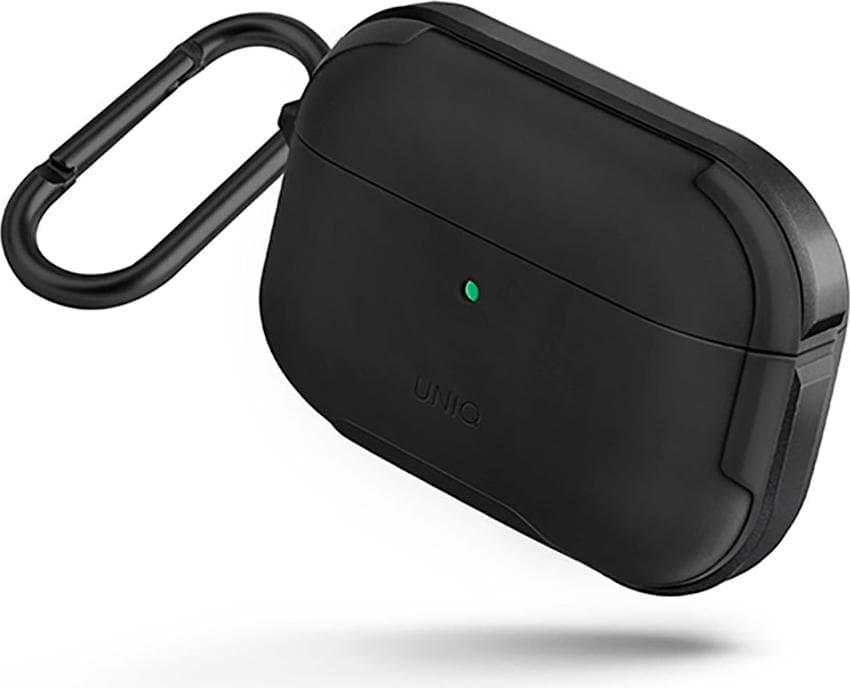 Хибриден удароустойчив кейс с карабинер за Apple Airpods Pro - Uniq AirPods Pro Valencia Rugged Case (черен)
