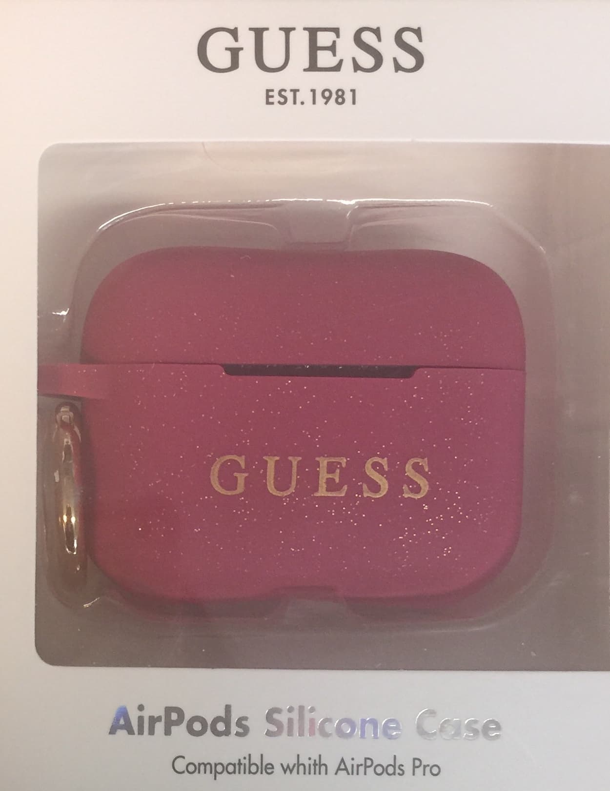 Силиконов калъф с карабинер за Apple Airpods Pro - Guess Airpods Pro Silicone Case (розов)
