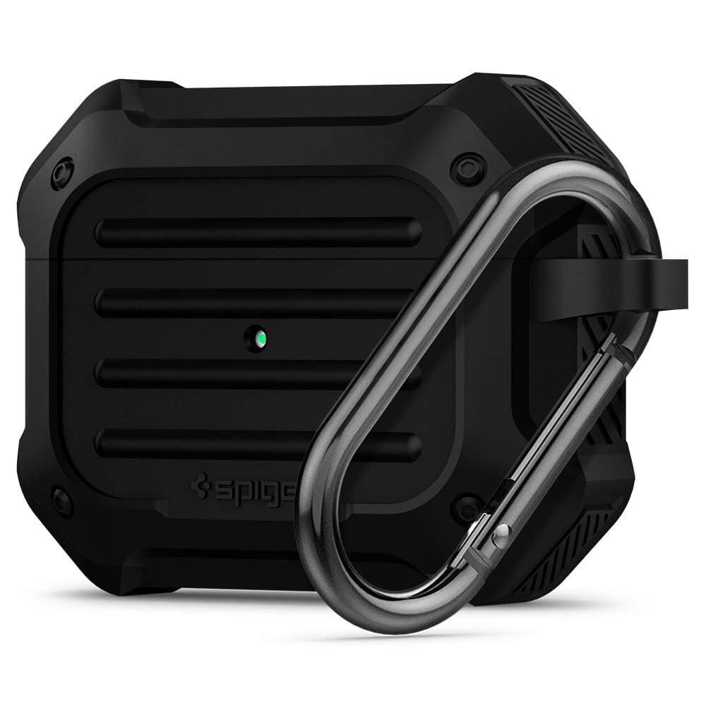 Силиконов калъф с висока защита и карабинер за Apple AirPods Pro - Spigen AirPods Pro Tough Armor Case (черен)