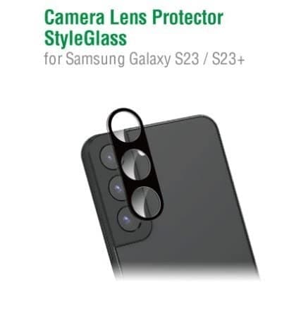 Предпазно стъклено защитно покритие за камерата на Samsung Galaxy S23, Samsung Galaxy S23 Plus - 4smarts StyleGlass Camera Lens Protector (черен)