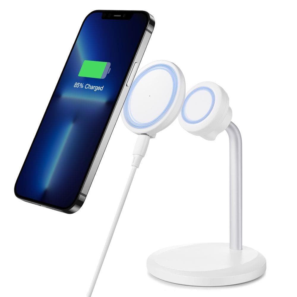 Настолна поставка за безжично зареждане на iPhone с MagSafe (бял) - ESR Halolock Shift Magnetic MagSafe Wireless Charging Stand 15W