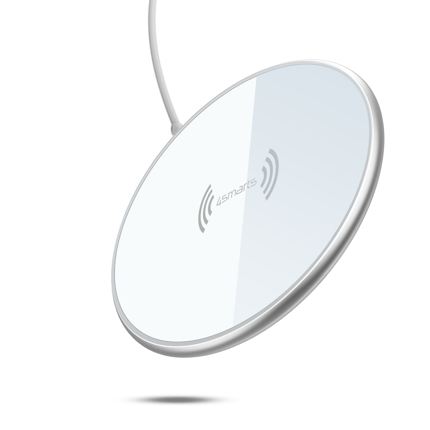 Поставка (пад) за безжично зареждане за iPhone с MagSafe и Qi съвместими устройства - 4smarts Wireless Charger UltiMAG 15W with USB-C Cable 1.2m (бял)
