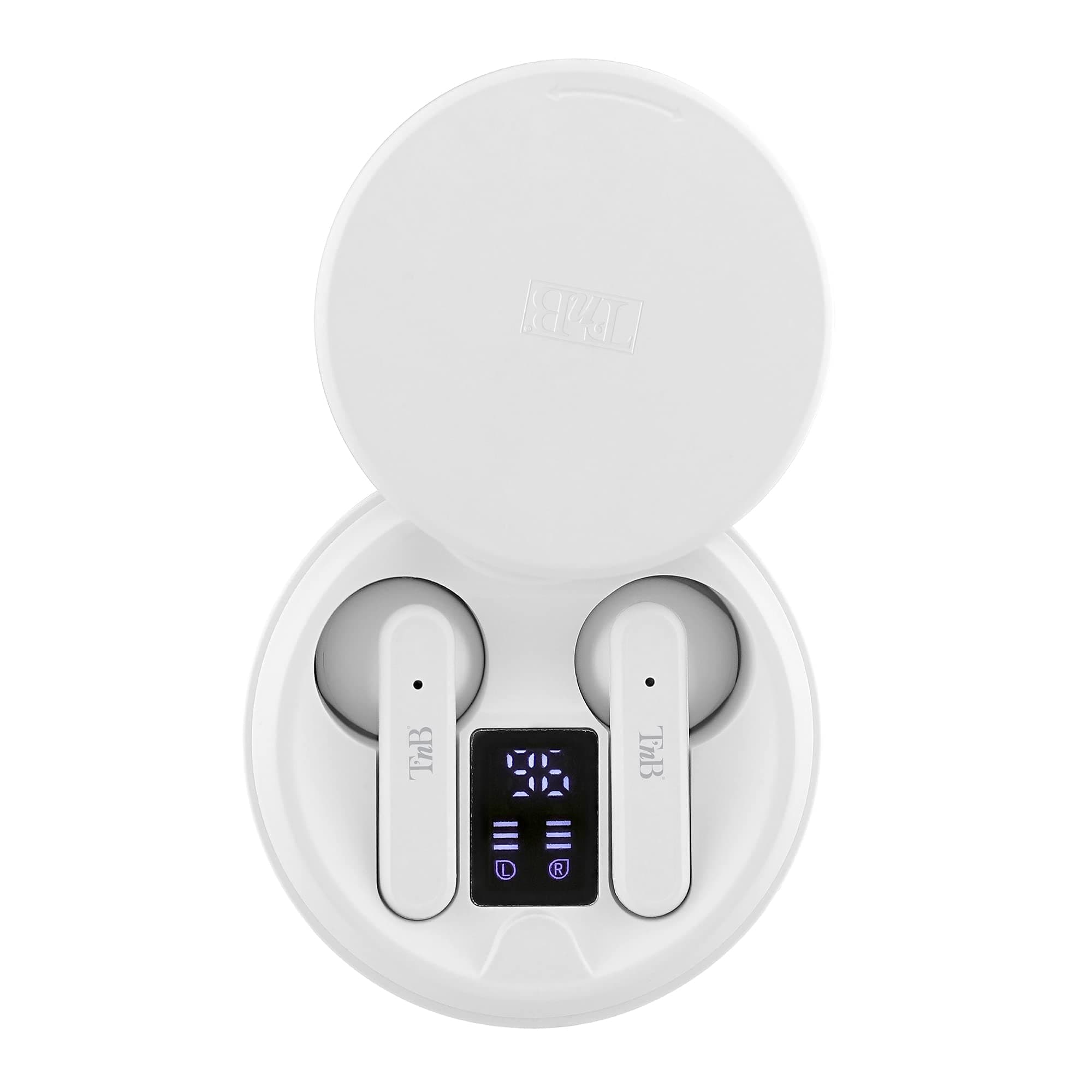 Слушалки TNB Shiny 2, безжични, микрофон, Bluetooth, време на работа до 20 часа, бели