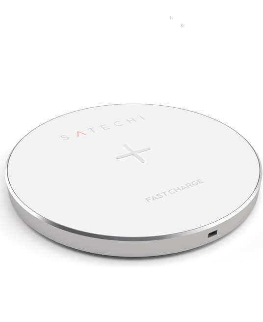 Поставка (пад) за безжично захранване за QI съвместими устройства - Satechi Wireless Charging Pad Fast Charge (сребрист)