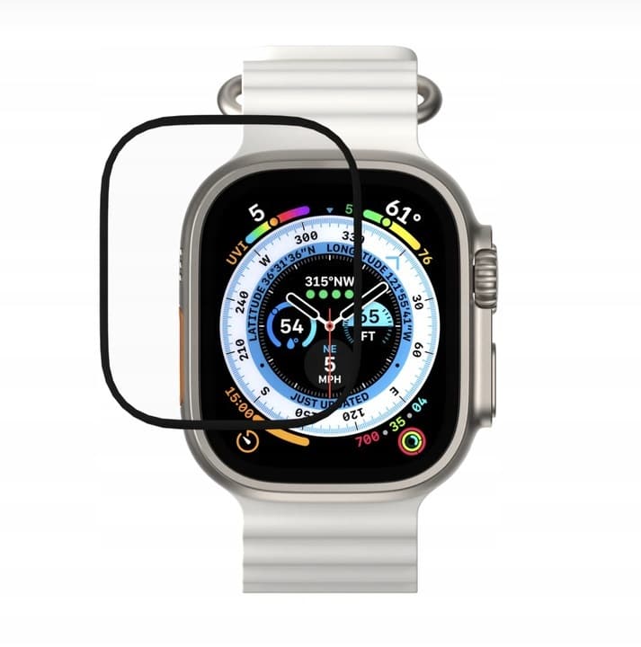Защитно покритие с извити ръбове за дисплея на Apple Watch 45мм - SwitchEasy Shield 3D Full Screen Protector (черен-прозрачен)