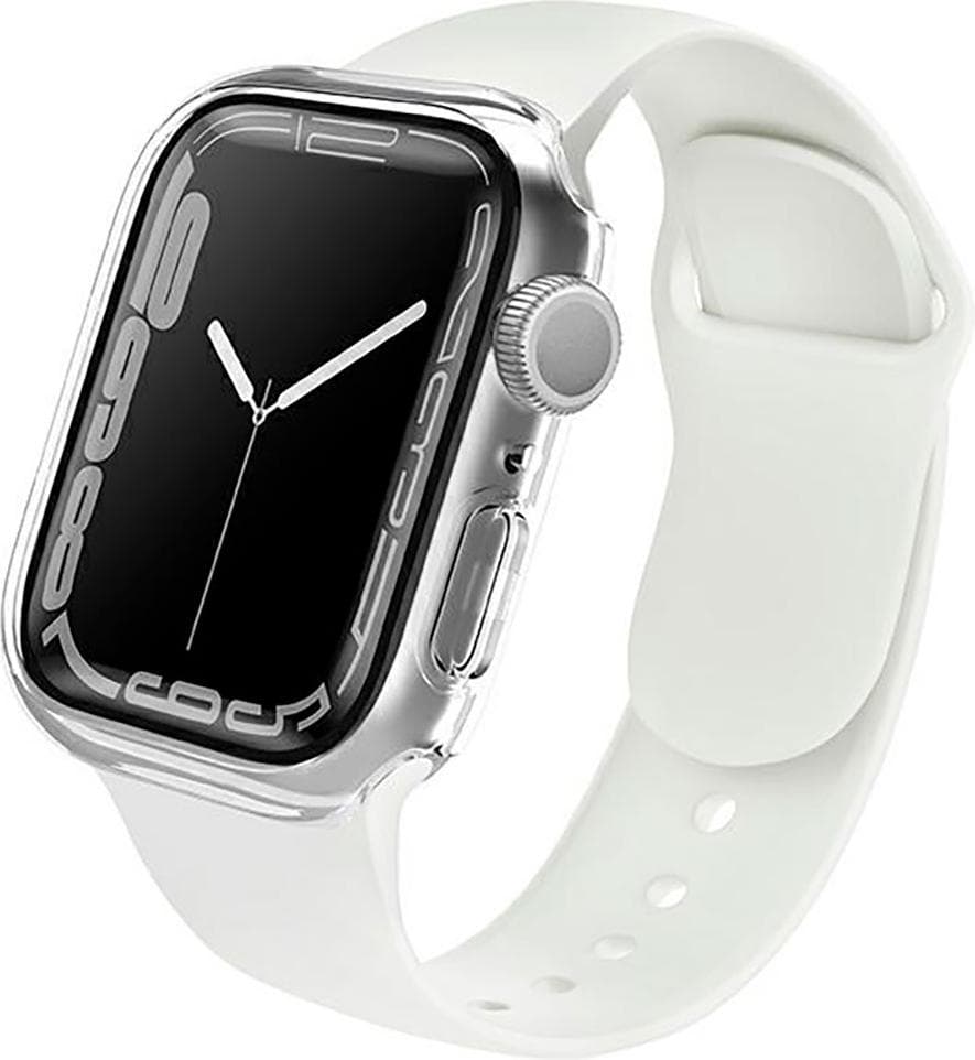 Качествен твърд кейс с вграден стъклен протектор за дисплея на Apple Watch 7 45мм - Uniq Legion Apple Watch Case 45mm (прозрачен)