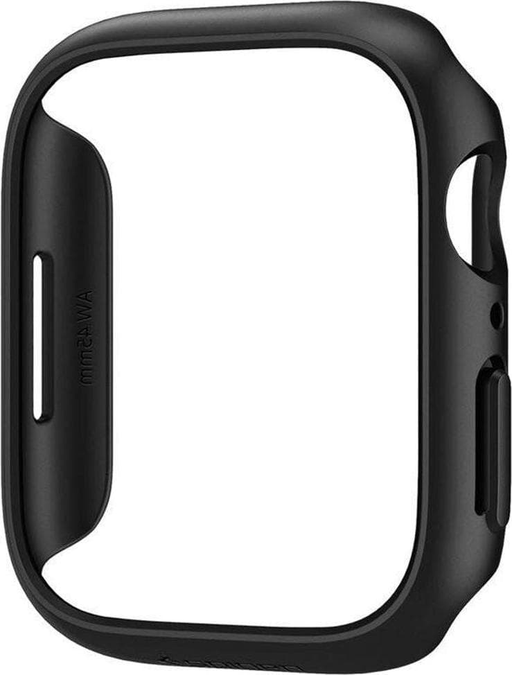 Качествен твърд кейс за Apple Watch 7 45мм, Apple Watch 8 45мм - Spigen Thin Fit Case (черен)