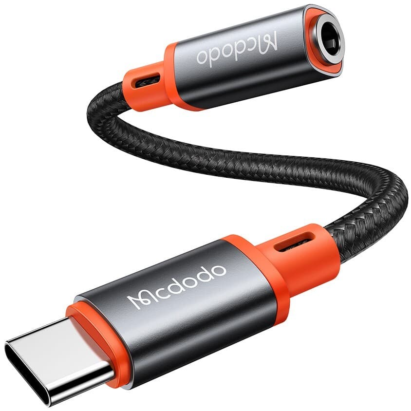 Активен кабел USB-C мъжко към 3.5 мм женско за устройства с USB-C порт (11 см) (черен) - Mcdodo USB-C Male to 3.5mm Female Audio Adapter