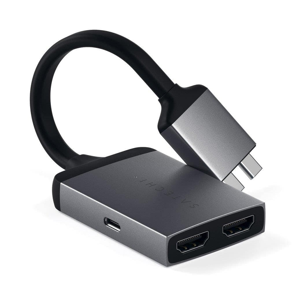 Адаптер с поддръжка на 4K за свързване от USB-C към HDMI за MacBook - Satechi USB-C to Dual HDMI 4K Adapter (тъмносив)