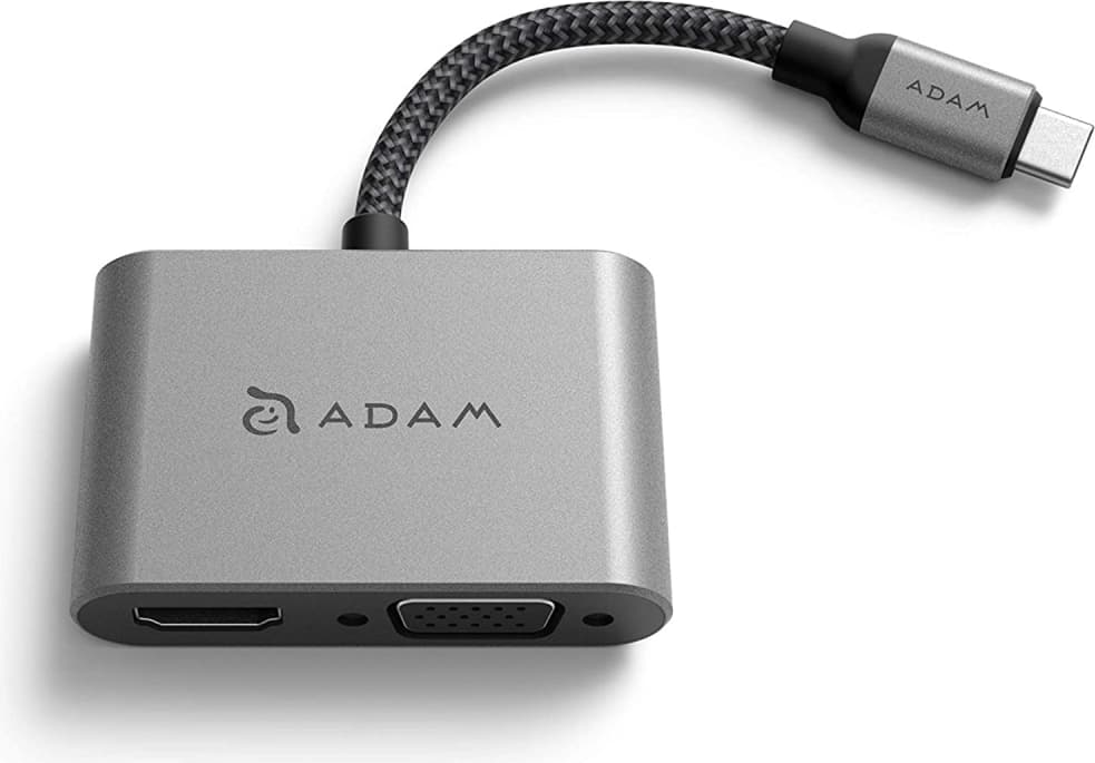 Адаптер за свързване от USB-C към VGA и HDMI 4K - Adam Elements CASA Hub VH1 USB-C to VGA and HDMI 4K Adapter (тъмносив)