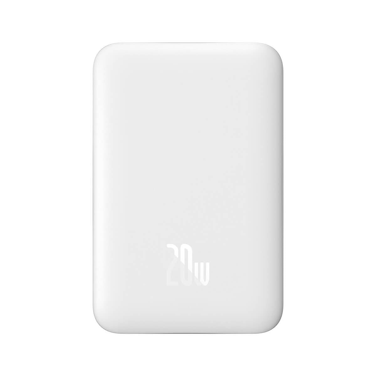 Преносима външна батерия с USB-C порт и безжично зареждане с MagSafe - Baseus Magnetic Wireless Charging Power Bank 10000 mAh 20W (PPCX070002) (бял)
