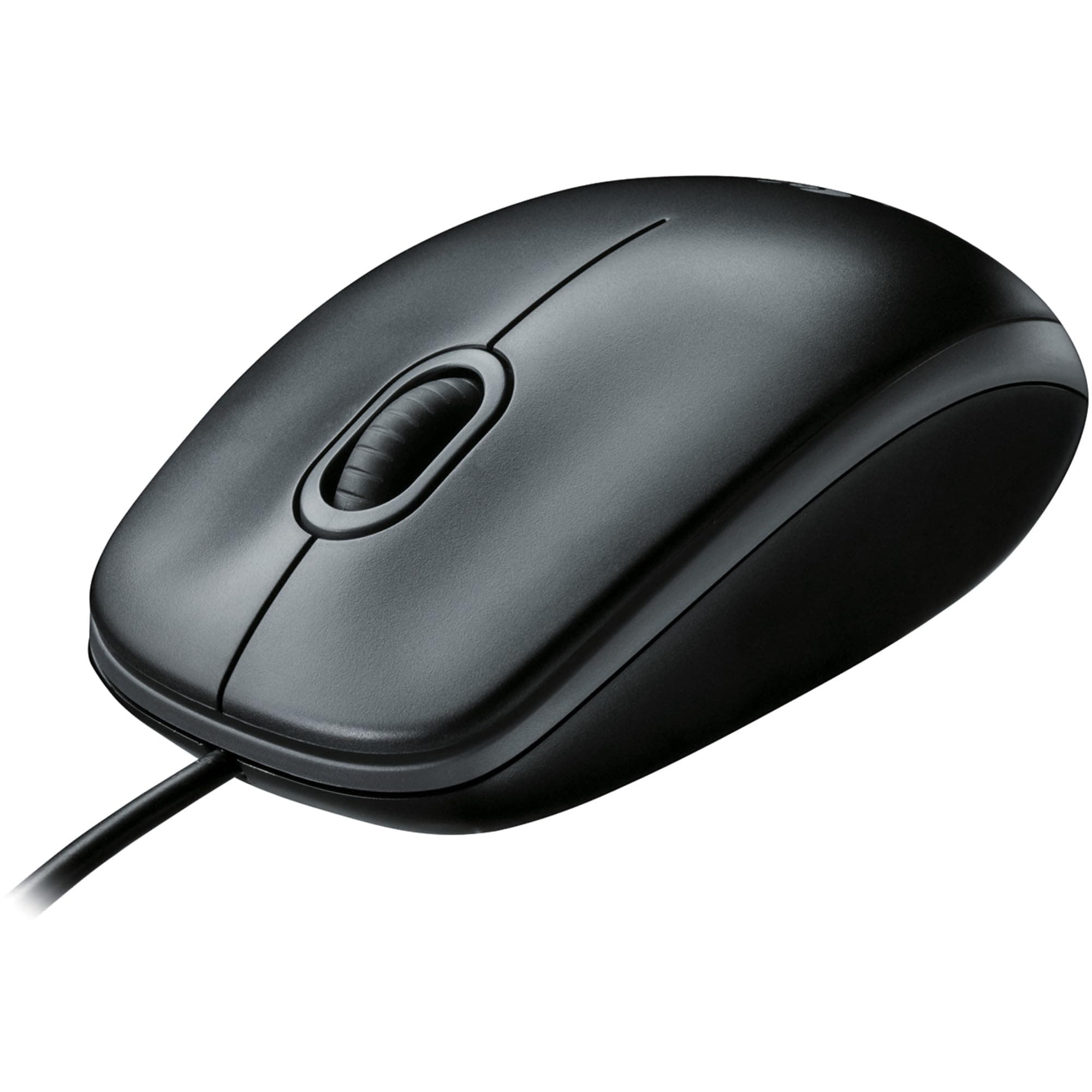 Мишка Logitech B100, оптична (1000 dpi), жична, USB, черна, с 3 бутона