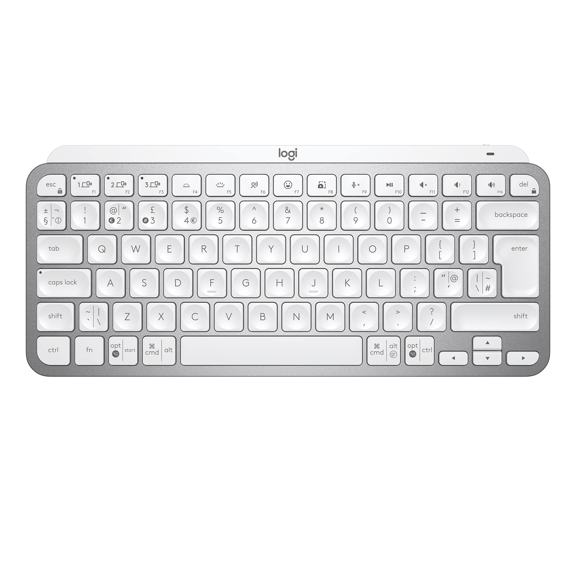 Клавиатура Logitech MX Keys Mini (920-010499), безжична, сива/бяла, Bluetooth