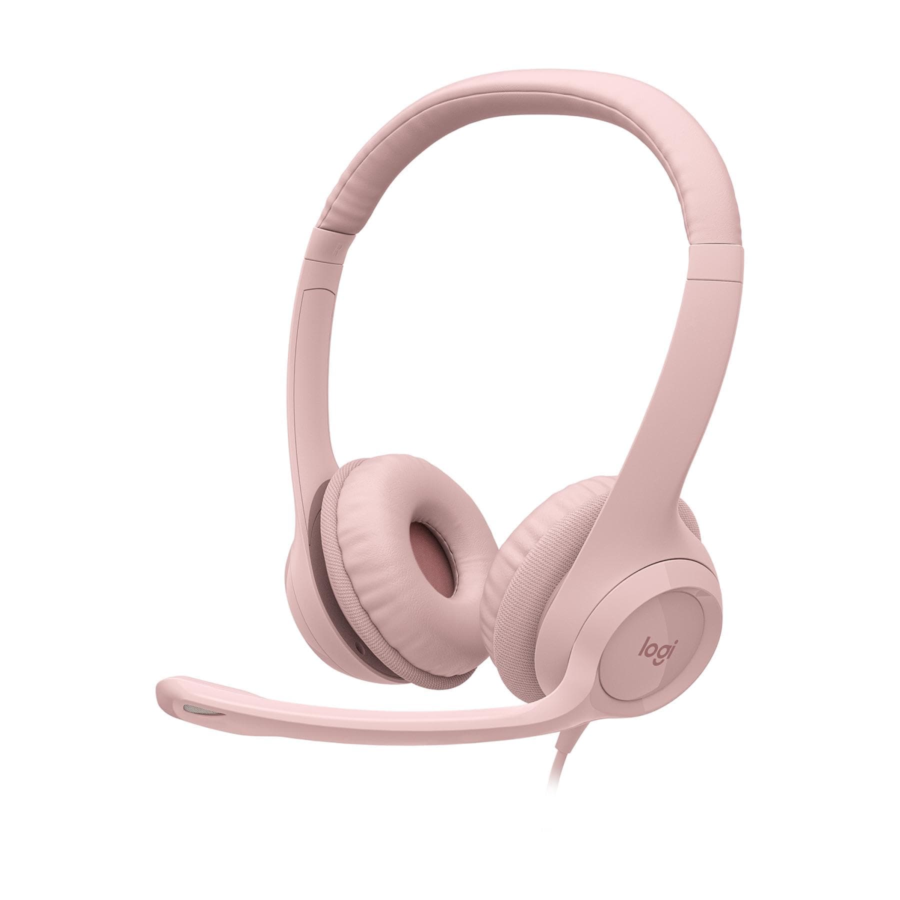 Слушалки Logitech H390, микрофон, 1.9 m кабел, розови