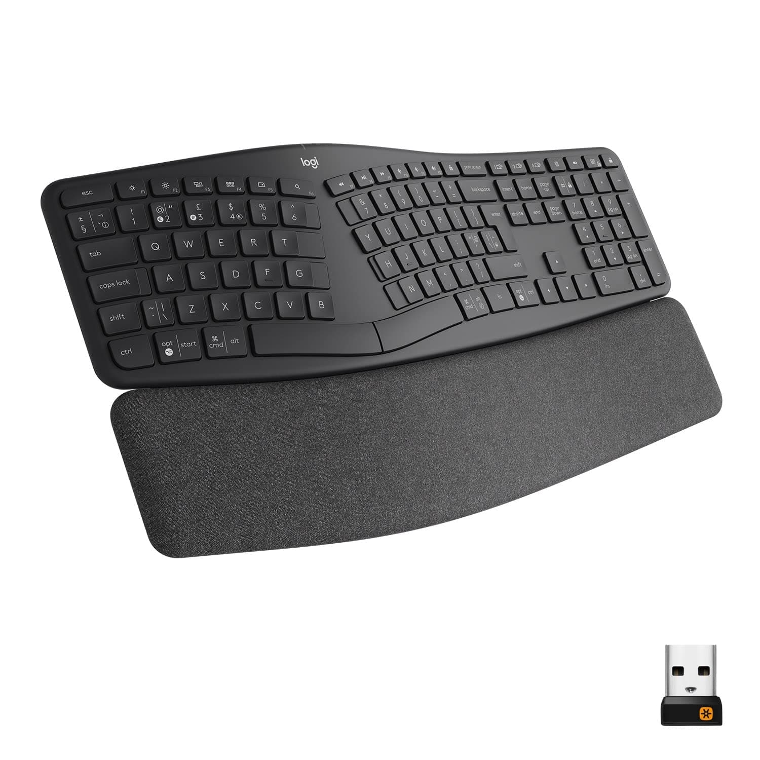 Клавиатура Logitech ERGO K860 (920-010108), безжична, ергономичен curved дизайн, черна, Bluetooth
