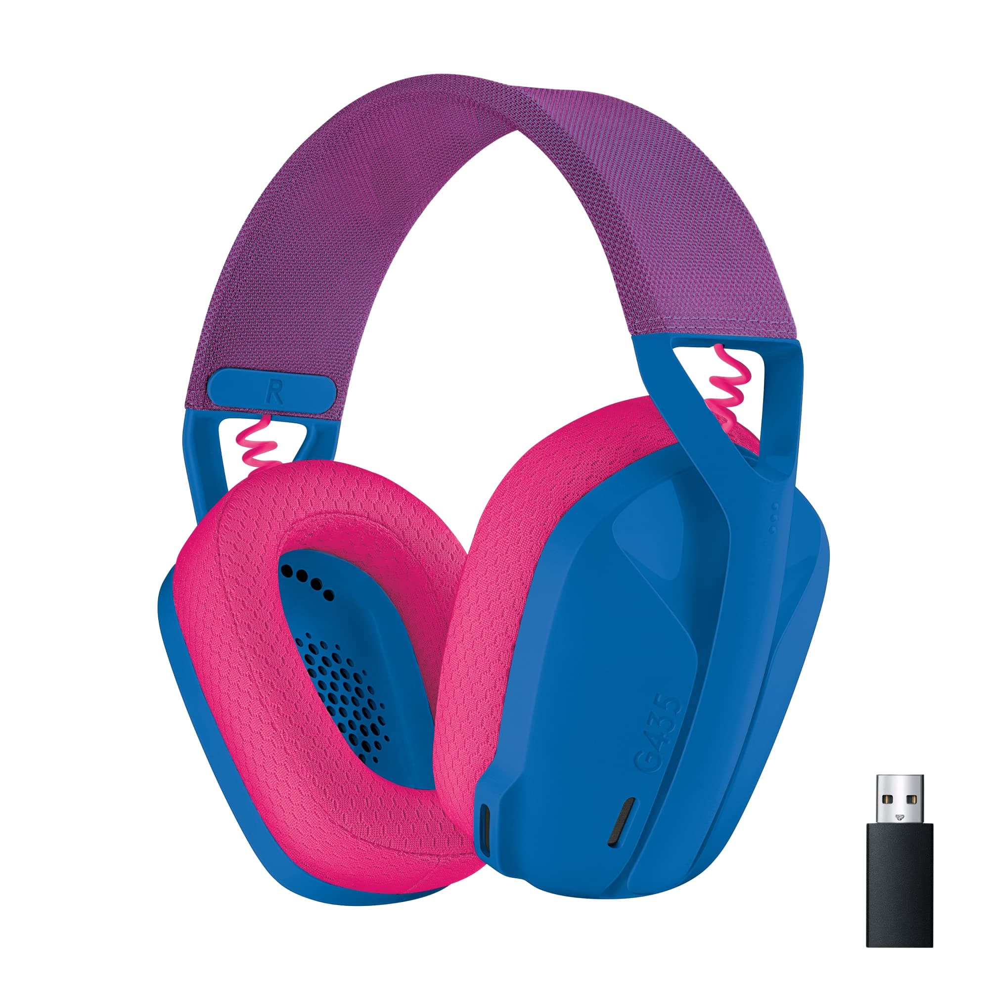 Слушалки Logitech G435 (981-001062), безжични, микрофон, USB, Bluetooth, 40mm говорители, до 18 часа време на работа, сини