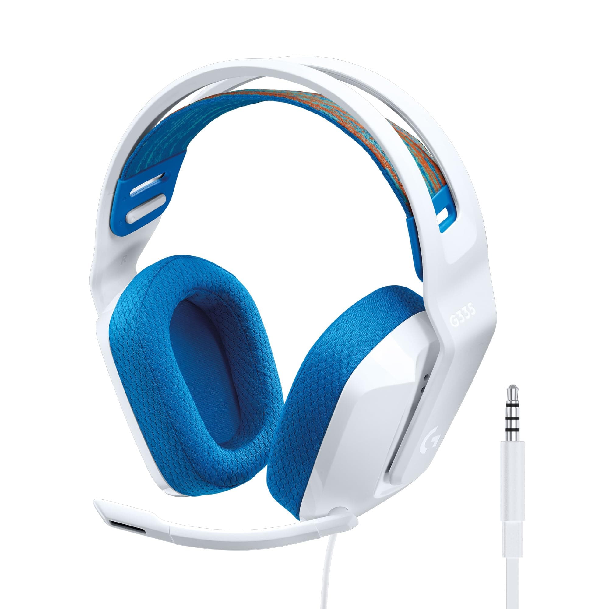 Слушалки Logitech G335 White, микрофон, гейминг, бял